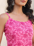 Janasya Women's Pink Pure Cotton Floral Printed Straight Kurta Pant Set